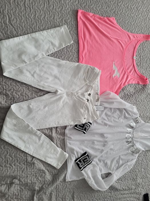 Blugi Zara albi xs  +2 topuri