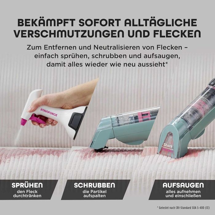 ПРОМО Нова 2г Гаранция Безжична Безкабелна Преносима Перяща Прахосмукачка за Килими Тапицерии Коли Shark HX100EU