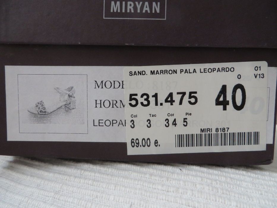 Нови испански сандали естествена кожа, 40, кафяво-злато-леопард
