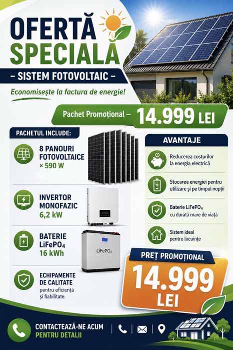 Sistem fotovoltaic 6,2kw cu baterie 16kw