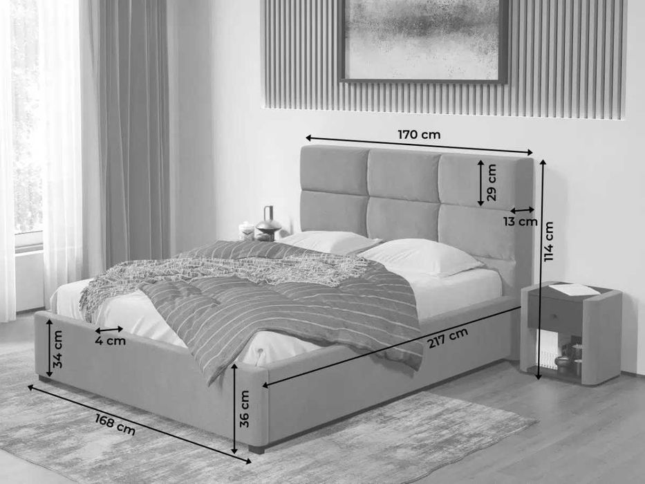 Pat tapitat Cico fix 170 x 114 C1 din piele/stofa Gri Falcone 21