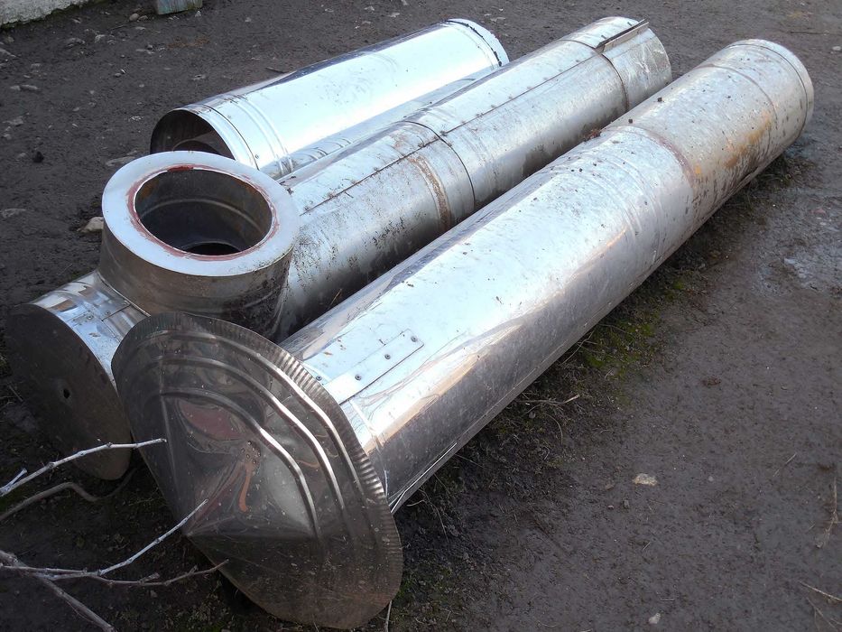 Coș de Fum din Inox. Model Profesional de Centrală Termică. 5,3 metri înălțime, diametru interior 25 cm.