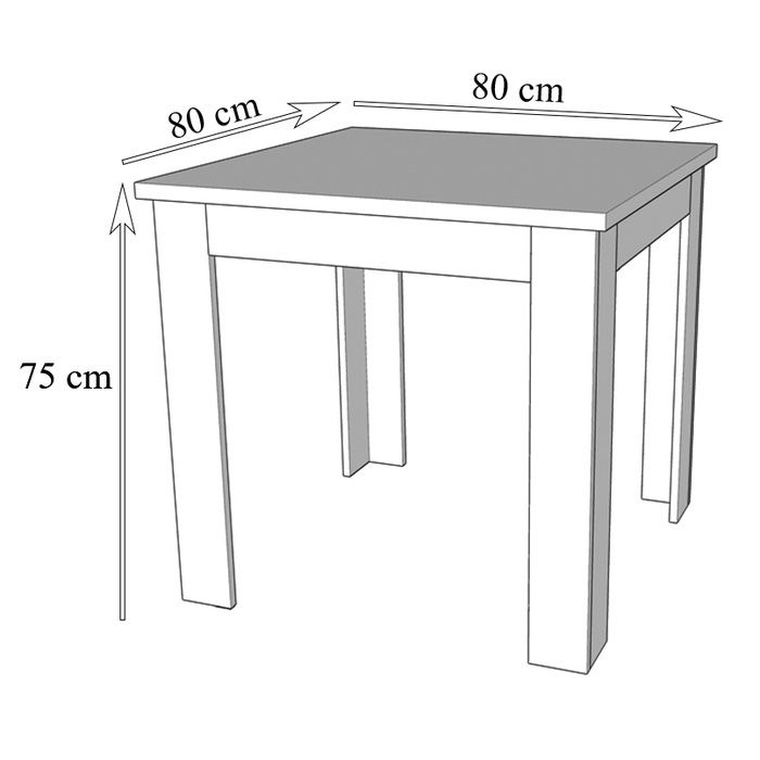 Masa bucatarie / dining fixa, patrata, 4 persoane, stejar sonoma, 80 x 80 x 75