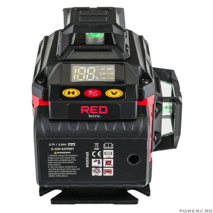 Laser nivel 360°, cu linii incrucisate 4D, verde, distanta 40m, Red