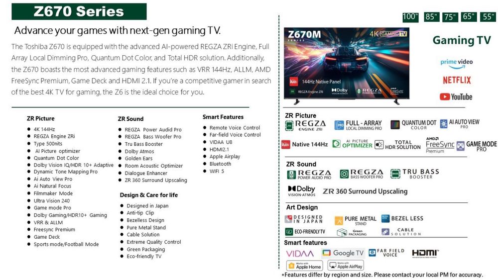 Телевизор TOSHIBA 100 Z670NE