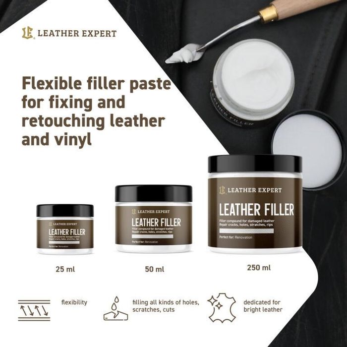 кит/филър за кожа leather filler черен за поправка на щети и ...