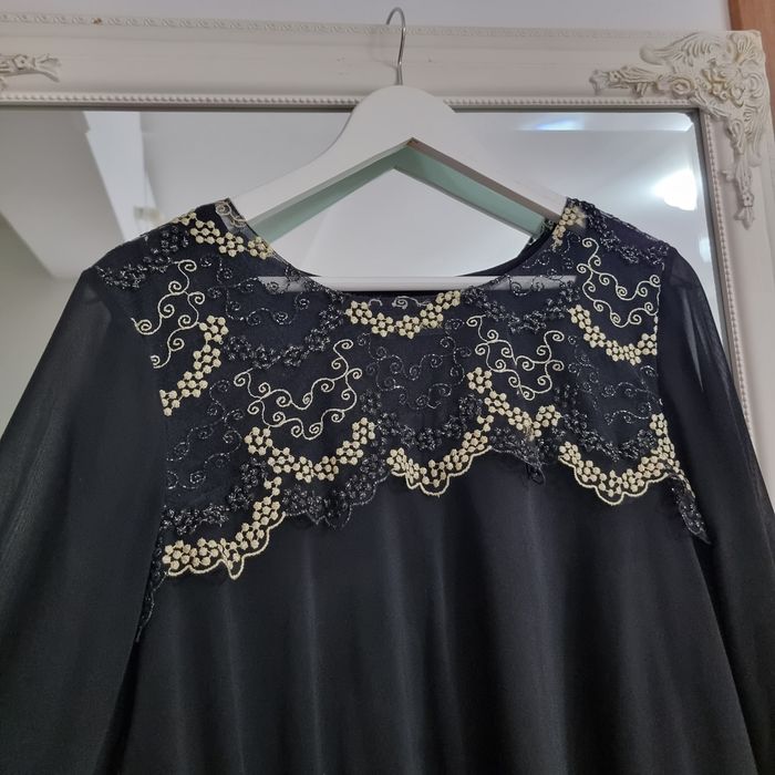 Rochie neagra eleganta cu blazer din voal, marime 44-46