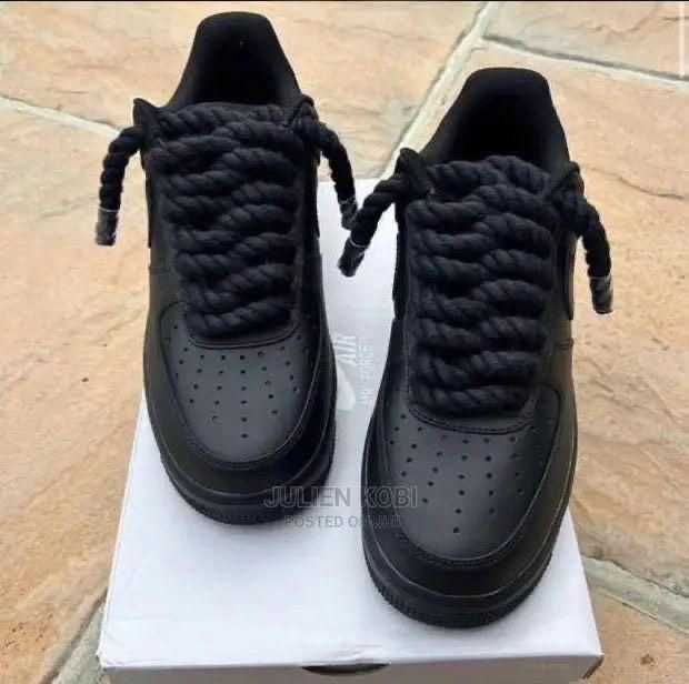 Adidasi Nike AirForce 1 Black Rope Laces