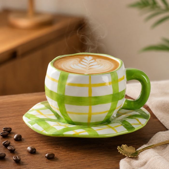 Vand set cană cu farfurie retro 250 ml