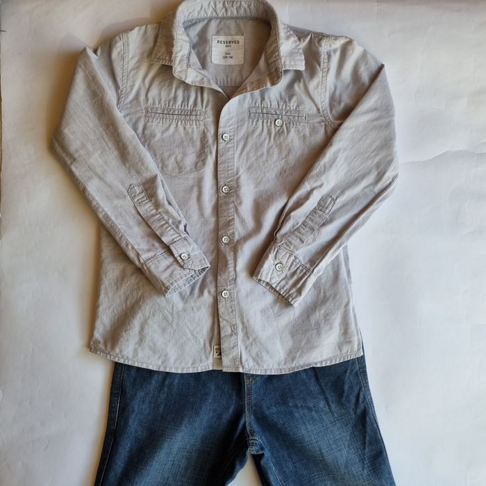 Сива риза Reserved и дънков панталон с връзки Palomino, размер 128 см.