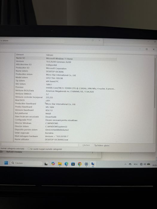 Laptop MSI GF63 Thin 10SCXR abia folosit