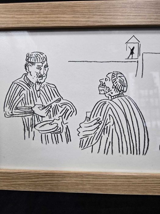 Tablou original – scenă grafică semnată C. Piliuță