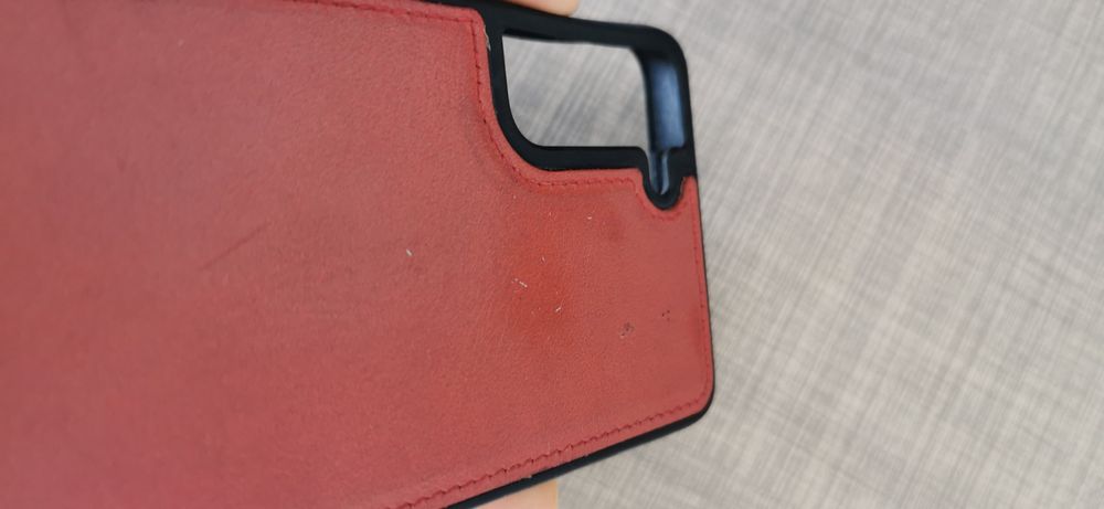 Husa premium Samsung Galaxy S21 FE, piele maturata, Hand made, rosu,