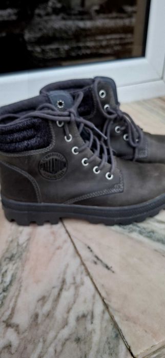 Ghete gri kaki piele Palladium waterproof 39