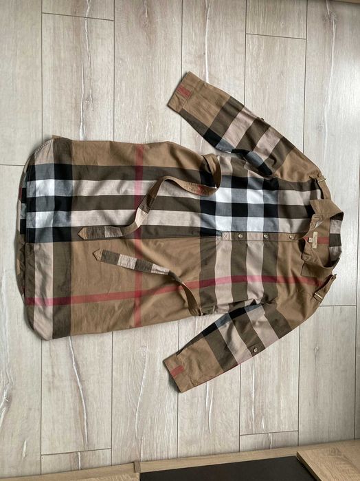Burberry KELSY BROWN CHECK COTTON BELTED DRESS женска рокля размер UK8 IT40 / S