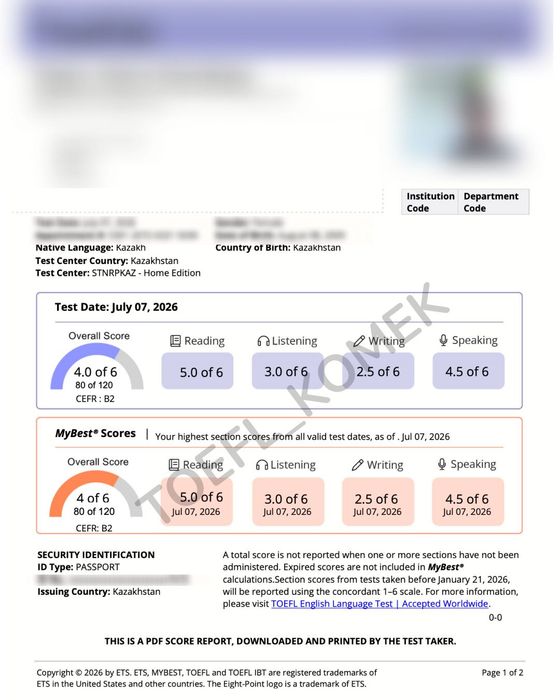 Поможем сдать  TOEFL IBT на 80+ баллов