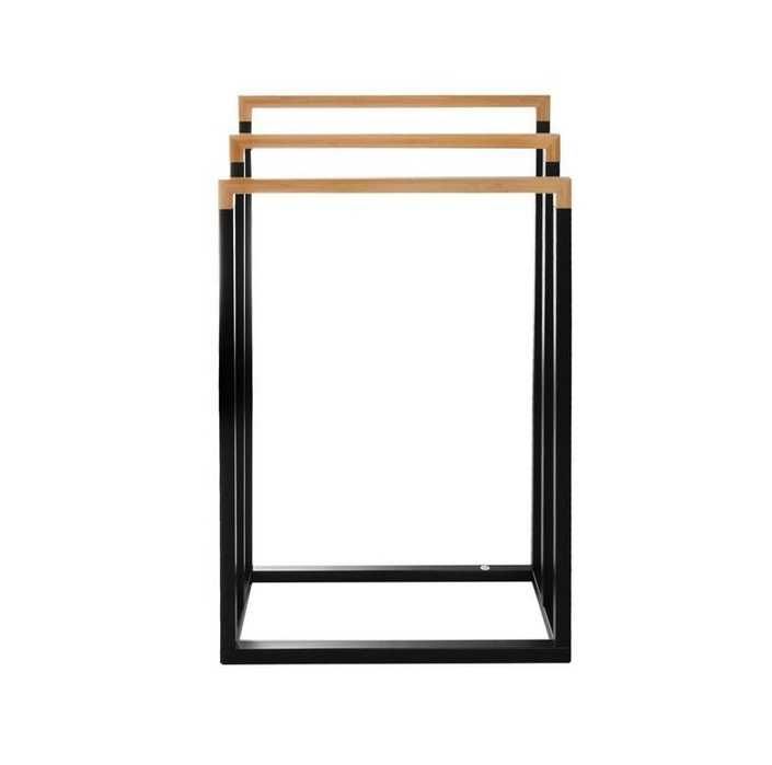 Стойка за кърпи, бамбук, Подова поставка за баня, 76см