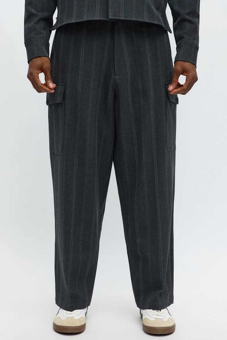 Стилни мъжки широки панталони с райе – Baggy Suiting – Нови