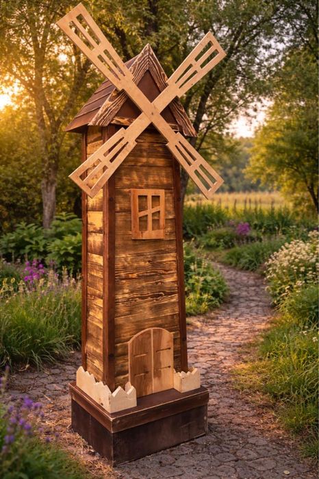 Колодец,мельница из дерева