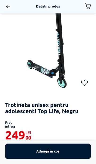 Trotineta copii pliabila, cu suspensie fata, noua, in cutie, neagra