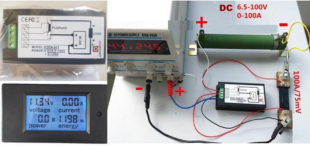 Panou Masura AC/DC 20 A, 100A - Voltme-Amperme-Wattme-KWh. Nou ambalat
