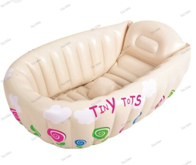 Надуваема вана/ корито за деца, Бял, цветя, 91х61х29см