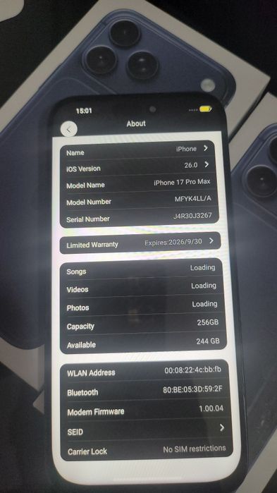 Iphone 17 pro max 256gb