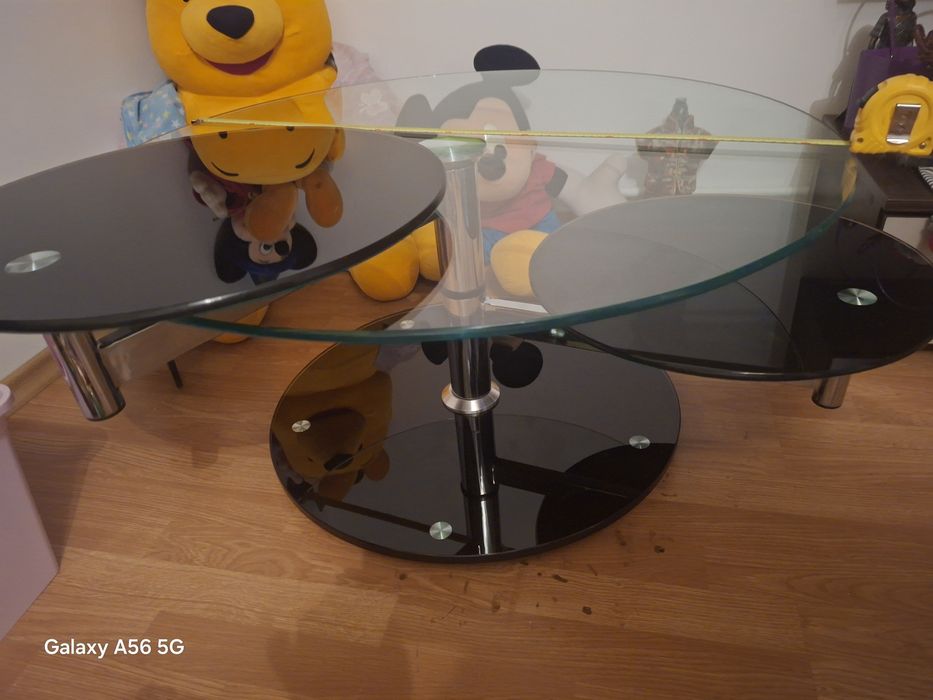 Masa sticla Living   + 2 tamburele