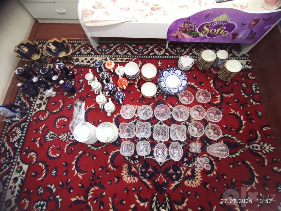 Idish tovoqlar xrustal tarelka choynak