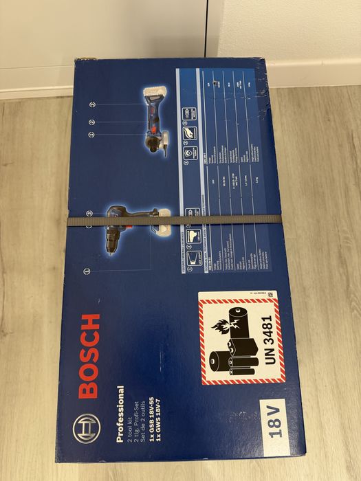 Set unelte electrice Bosch GSB 18V-55 + GWS 18V-7 + 2 bateri 4.0 Ah m