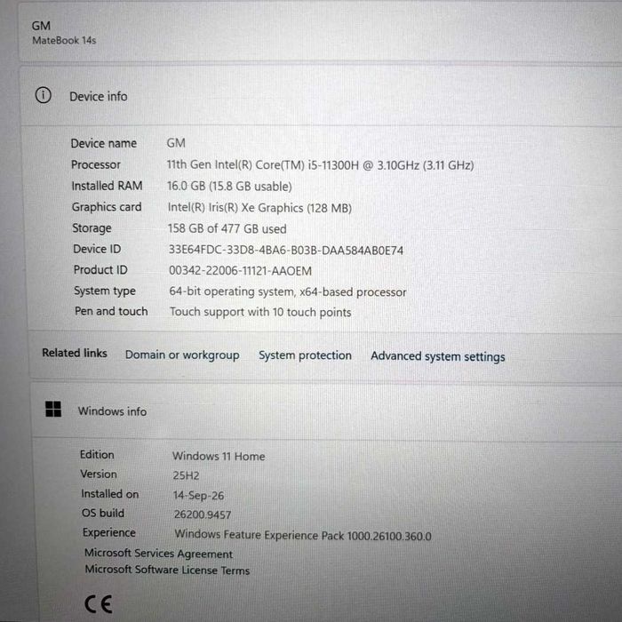 Huawei MateBook 14s (i5, 16GB RAM, 512GB SSD, Ecran Tactil) + Schimb cu MacBook Air M3 sau mai nou