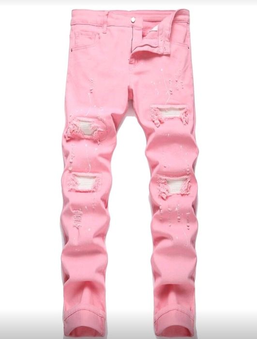 Manfinity LEGND Blugi slim fit pentru bărbați, cu buzunare rupte, casu