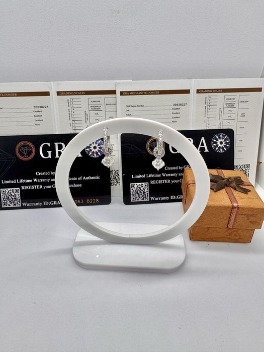 Сребърни обеци с мойсанит (Диамант) 0.5 карата