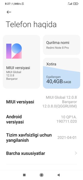 Redmi not 8 pro 6/64