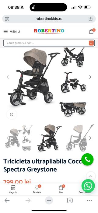 Tricicleta ultrapliabila Coccolle Spectra Greystone