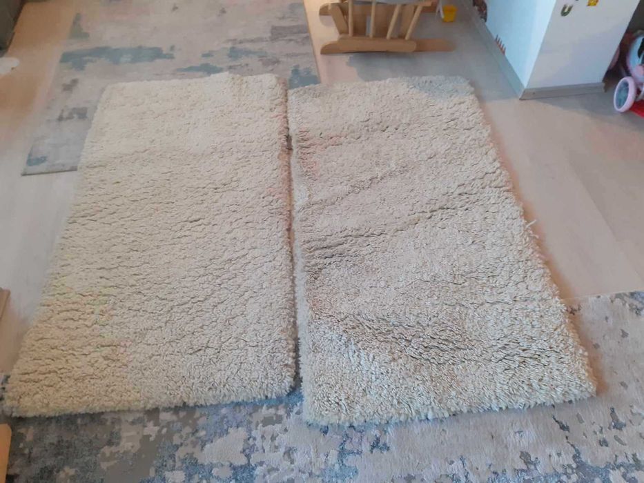 2 covoare shaggy alb/crem 80x150 cm