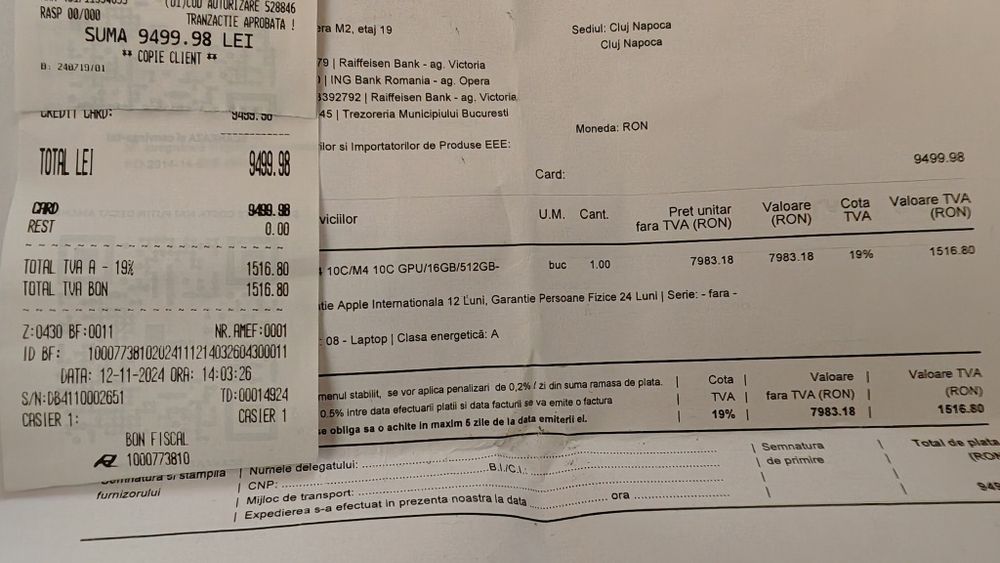 MacBook Pro de 14 inch, model lansat în 2024, space black