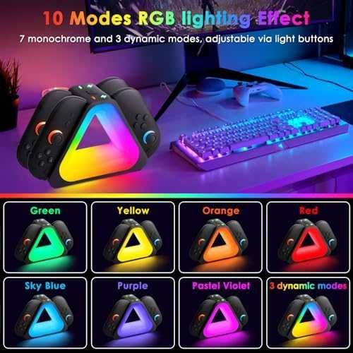 Нова Зарядна Станция за Switch 2 Joy-Cons 4x Контролера RGB Осветление