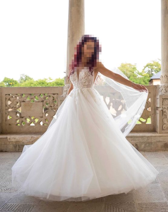 Rochie mireasă ESMEE A-line CADOU voal+crinolină+accs