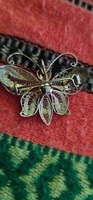brosa fluture din argint lucrata manual + bonus
