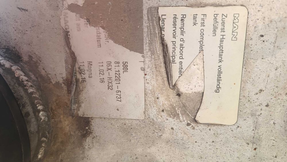 Горивен резервоар за MAN TGX - 580 L.