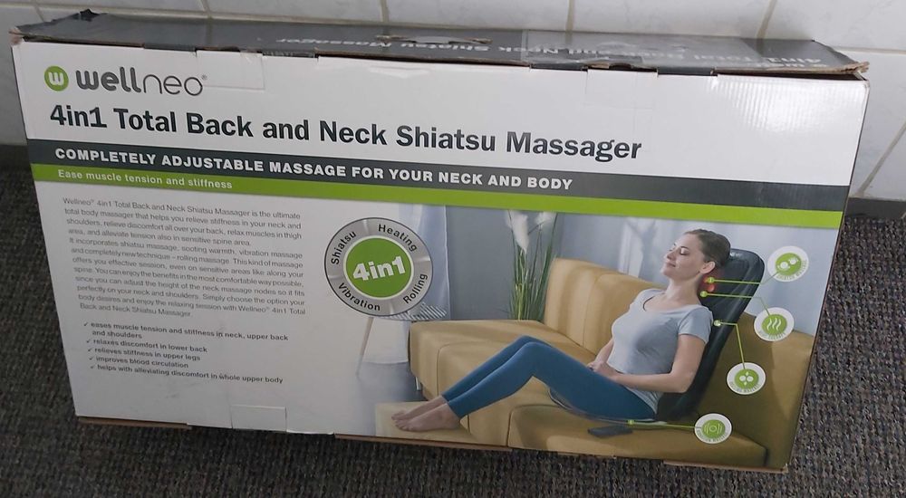 Husa masaj Wellneo 4 in 1 aparat shiatsu lombar cervical cu incalzire