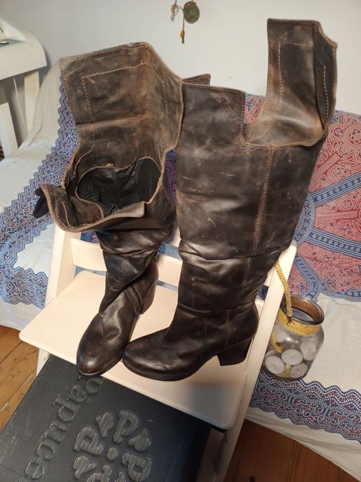 Cizme peste genunchi  PAPUCEIi din piele