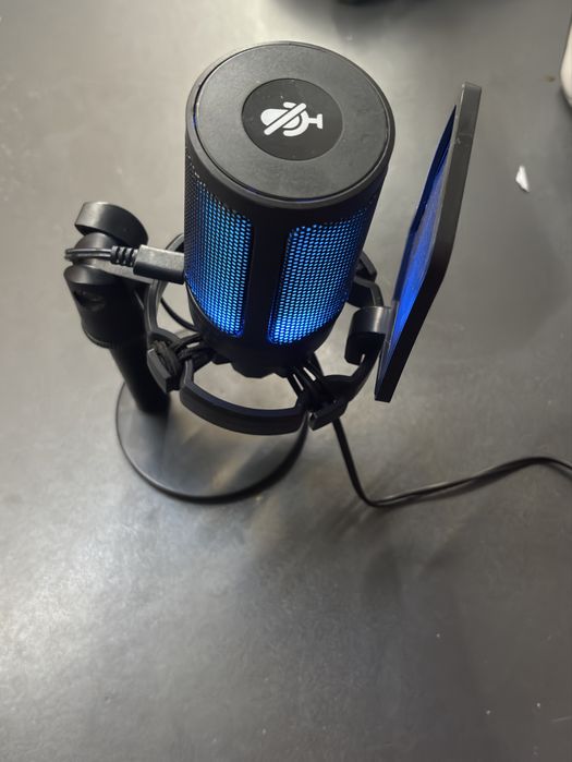 Microfon Streaming Nor-Tec, RGB LED, Cardioid, Jack 3.5mm, Control Volum, Stand Metal, pentru Gaming, Podcast si Streaming