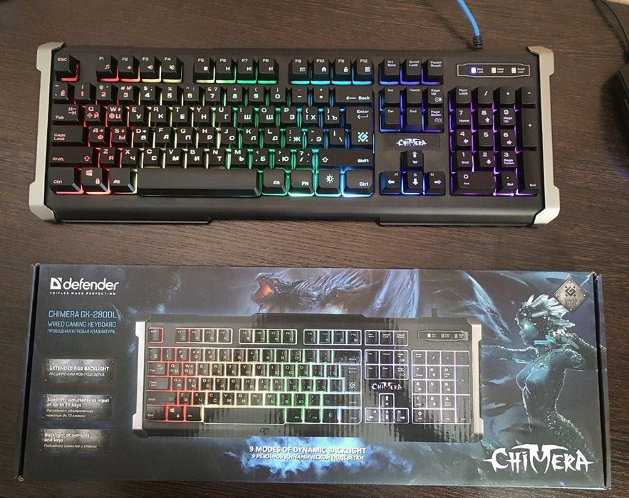 (9 видов подсветки) Defender Chimera RGB Мембраная Клавиатура