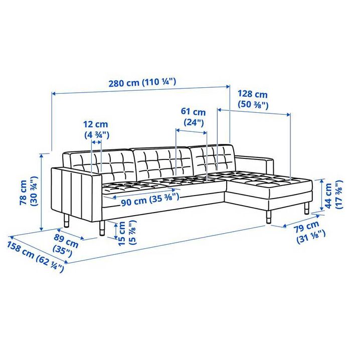 Canapea coltar piele naturala IKEA Landskrona in stare foarte buna, 4 locuri 280 lungime x 89 latime canapea x 158 latime sezlong