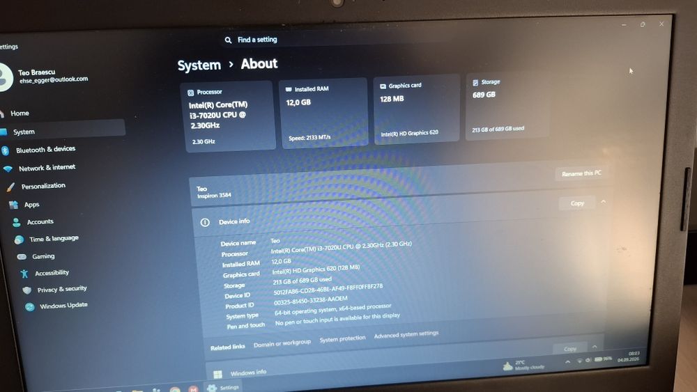 Laptop Dell Inspiron 3584 i3 12gb ram ssd
