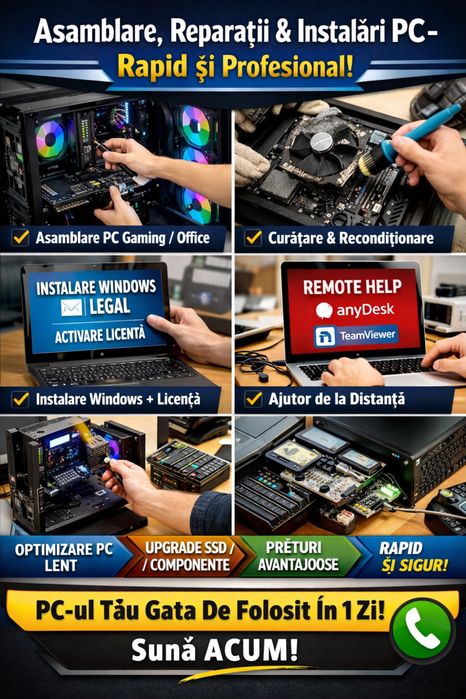 Operatiuni de reparare, asamblare si optimizare PC-Bacau