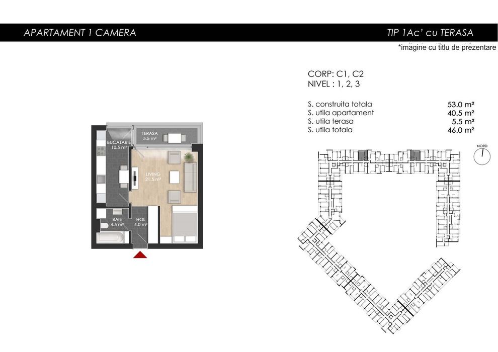 Studio 40.50 mp S.Utilă + Balcon, Nou-Finalizat -Zona Mall Colosseum