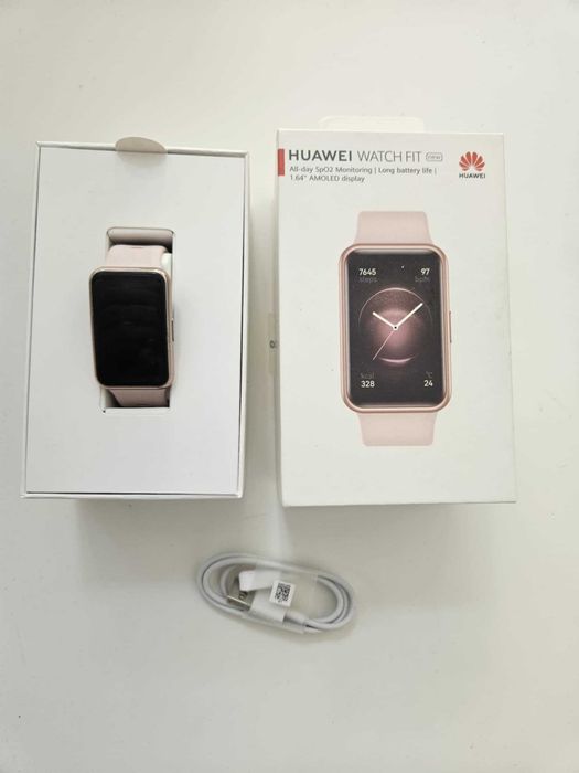 Huawei Watch Fit смарт часовник Smartwatch розов пълен комплект